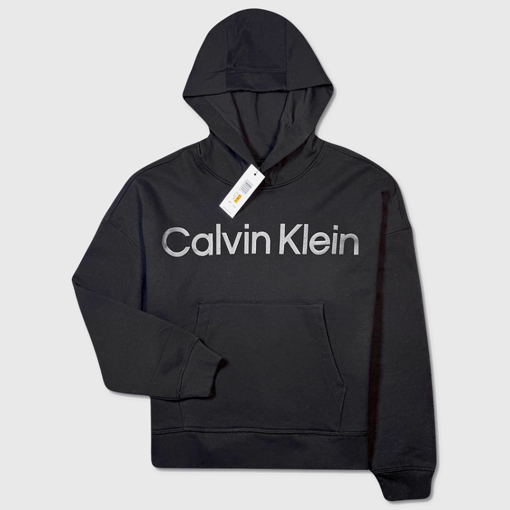 Calvin Klein Cropped / Crop Fleece‎ Hoodie - NWT Womens Small Black - #46278-A2